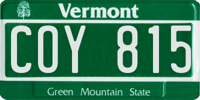 VT license plate COY815