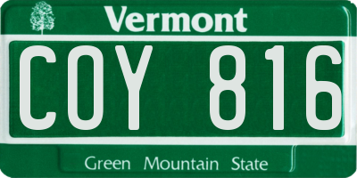 VT license plate COY816