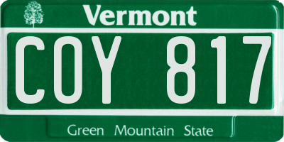 VT license plate COY817