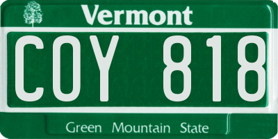 VT license plate COY818