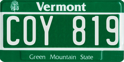 VT license plate COY819