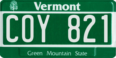 VT license plate COY821