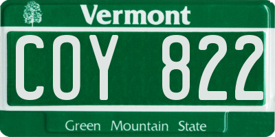 VT license plate COY822