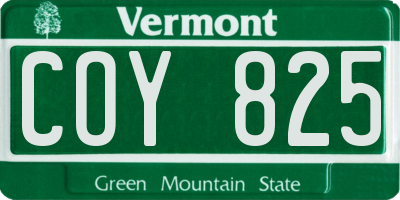 VT license plate COY825
