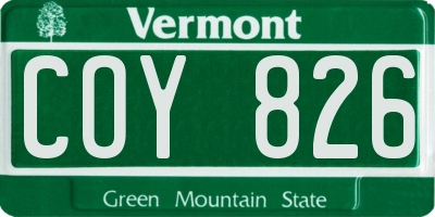 VT license plate COY826
