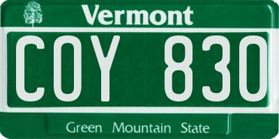 VT license plate COY830