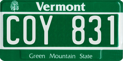 VT license plate COY831