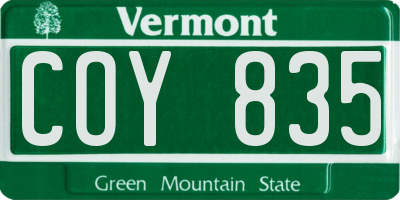 VT license plate COY835
