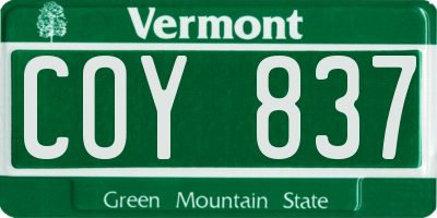 VT license plate COY837