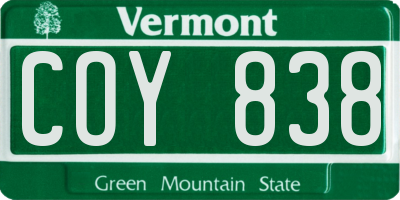 VT license plate COY838