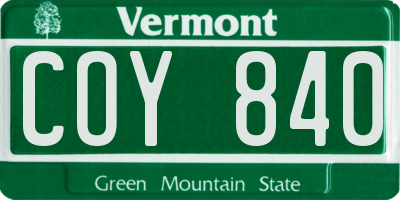 VT license plate COY840