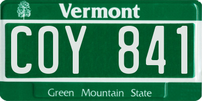 VT license plate COY841