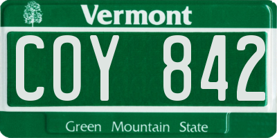 VT license plate COY842