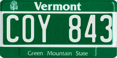 VT license plate COY843