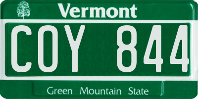 VT license plate COY844