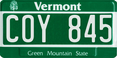 VT license plate COY845