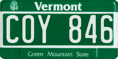 VT license plate COY846