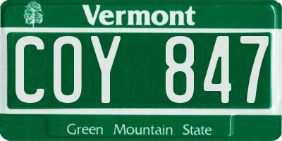 VT license plate COY847