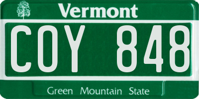 VT license plate COY848