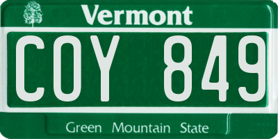 VT license plate COY849