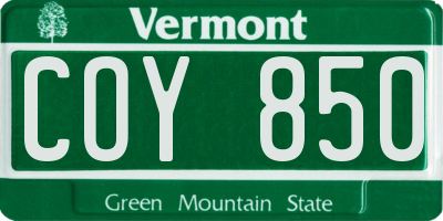 VT license plate COY850