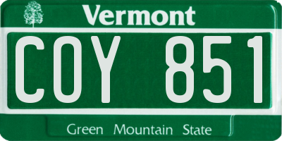 VT license plate COY851