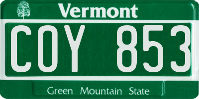 VT license plate COY853