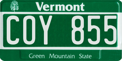 VT license plate COY855