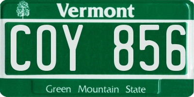 VT license plate COY856