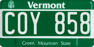 VT license plate COY858