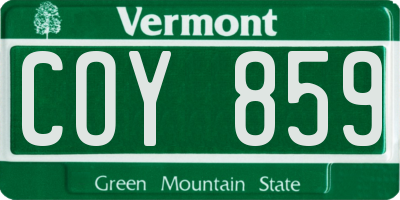 VT license plate COY859