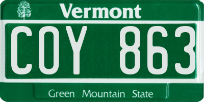 VT license plate COY863