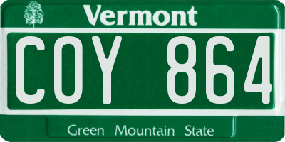 VT license plate COY864