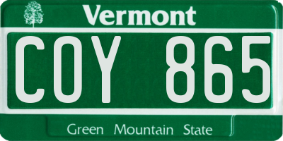 VT license plate COY865