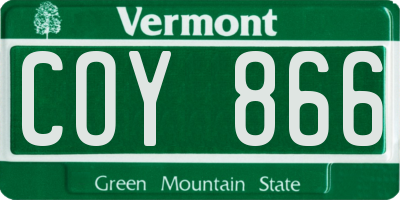 VT license plate COY866
