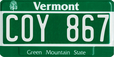VT license plate COY867