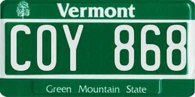 VT license plate COY868