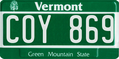 VT license plate COY869