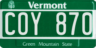 VT license plate COY870