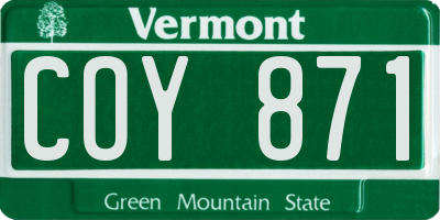 VT license plate COY871