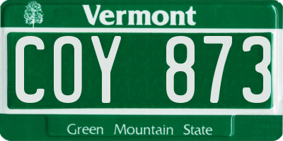 VT license plate COY873