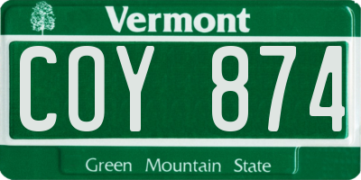 VT license plate COY874