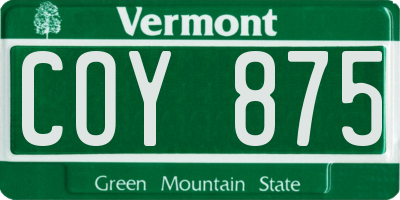 VT license plate COY875