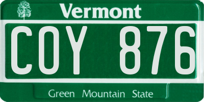 VT license plate COY876