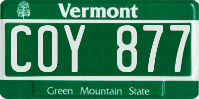 VT license plate COY877