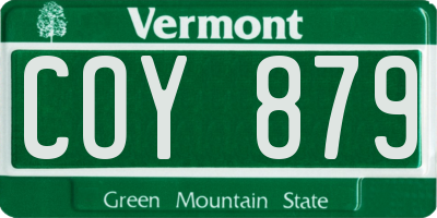 VT license plate COY879