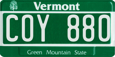 VT license plate COY880