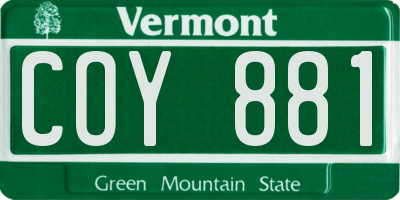 VT license plate COY881