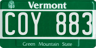 VT license plate COY883