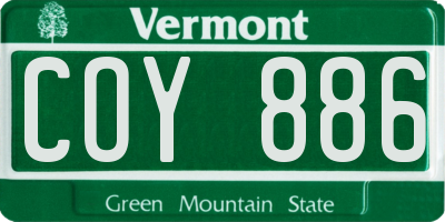 VT license plate COY886